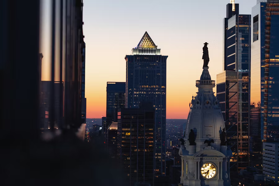 Philadelphia skyline at dusk